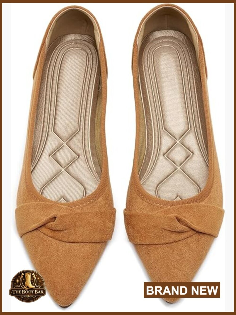 Pointed Toe Ballet Flats Faux Suede Bow Slip On Comfortable Work Shoes